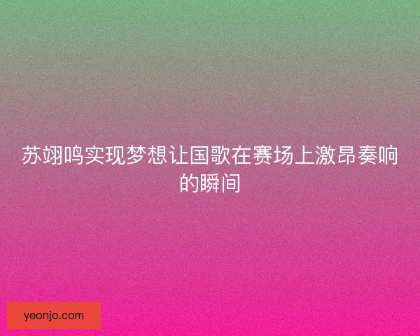 苏翊鸣实现梦想让国歌在赛场上激昂奏响的瞬间