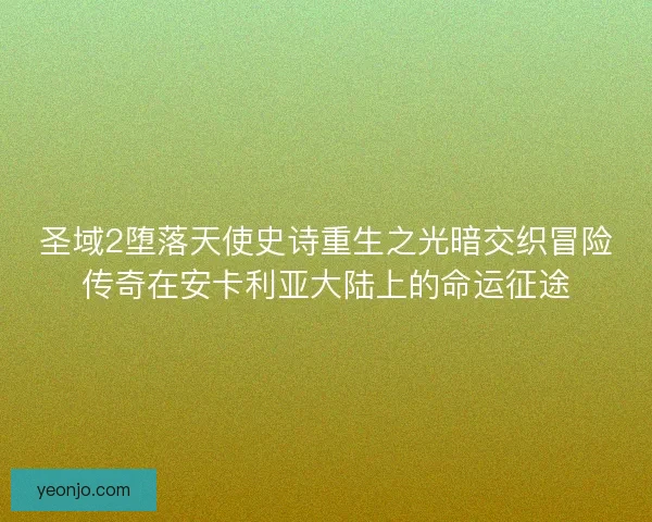 圣域2堕落天使史诗重生之光暗交织冒险传奇在安卡利亚大陆上的命运征途