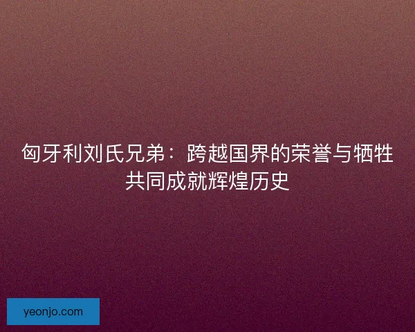 匈牙利刘氏兄弟：跨越国界的荣誉与牺牲共同成就辉煌历史