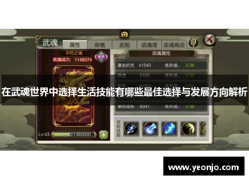 在武魂世界中选择生活技能有哪些最佳选择与发展方向解析